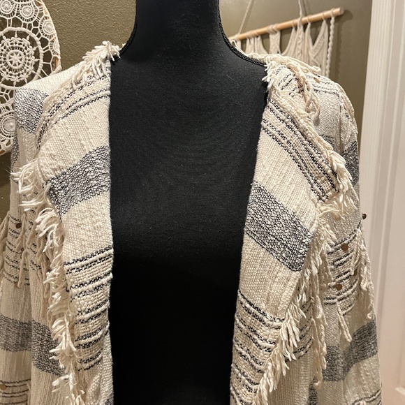 World Market Boho Striped Fringe Open Cardigan – Size L/XL - Picture 3 of 14